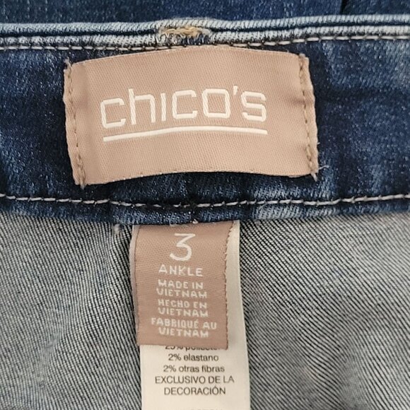 Chicos Ankle Jeans Womens Size 3 Medium Wash Stretch Denim - Picture 5 of 6